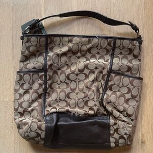 Coach Brown and Tan Signature Bag
